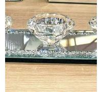 Biznest Crushed Crystal Triple Tealight 3 Candle Holder Decor Plate Home New
