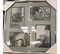 Biznest Crushed Crystals Photo Frame Silver Mirrored Crushed Jewel Crystal Diamante Picture Frame (4 Picture Frame)
