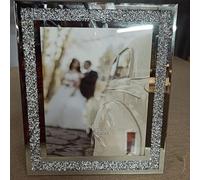 Biznest Crushed Crystals Photo Frame Silver Mirrored Crushed Jewel Crystal Diamante Picture Frame (8X10 Inch)