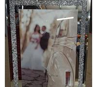 Biznest Crushed Crystals Photo Frame Silver Mirrored Crushed Jewel Crystal Diamante Picture Frame (A4)