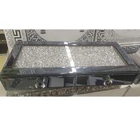 Biznest Crushed Diamond 2 Drawer Crystal Black Mirrored Jewellery Box Organiser 40X20Cm