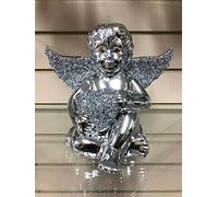 Biznest CRUSHED DIAMOND ANGEL WINGS BOY CRYSTAL SILVER SPARKLE BLING ORNAMENT SHELVES
