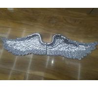 Biznest Crushed Diamond Angel Wings, Vintage Victorian Silver Wall Sculptures Ornament, Unique Decoration Wall Sculpture (Large Silver)