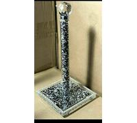 Biznest Crushed Diamond Black + Silver Crystal Filled Unique Design Kitchen Roll Holder 29cm Diamante Freestanding Chrome Kitchen Roll Holder