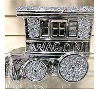 Biznest Crushed Diamond Caravan Square Gypsy Crystal Ornament Shelves Silver/gold Roof Wagon (Silver)