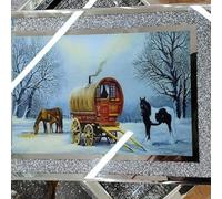 Biznest Crushed Diamond Chopping Board 1 Wagon Caravan Picture Crystal Filled Silver Placemat Crush Sparkly
