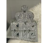 Biznest Crushed Diamond Crystal King Crown Ornament Shelf Sitter Home Décor