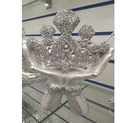 Biznest Crushed Diamond Crystal Silver Crown in Hands Figurine Ornament Home Décor Shelf Décor Table Decoration Best Option for Gift.