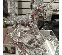 Biznest Crushed Diamond Rocking Horse Ceramic Ornaments Sparkle Gift Living Room Bedroom Accessories