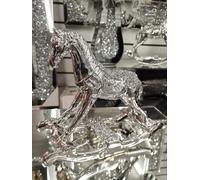 Biznest Crushed Diamond Rocking Horse Ceramic Ornaments Sparkle Gift Living Room Bedroom Accessories