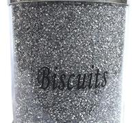 Biznest Crushed Diamond Silver Biscuit Cookies Canister Jar Tin Kitchen Storage Containers Silver Trimmings Crystal