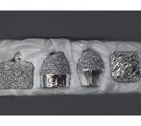 Biznest CRUSHED DIAMOND SILVER CRYSTAL, CUPCAKE SET OF 4, ORNAMENT, DECORATIVE GIFT✨
