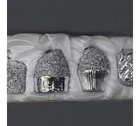 Biznest Crushed Diamond Silver Crystal, Cupcake Set Of 4, Ornament, Decorative Gift