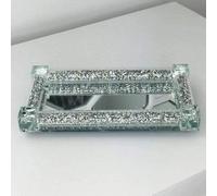 Biznest Crushed Diamond Silver Kitchen Salt & Pepper Tray Organizer Small Rack Glass Storage Display Decorative Tray