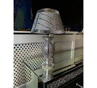 Biznest Crushed Diamond Silver LED Vase Lamp Glitter Table Lamp Shade Circle Diagonal Design