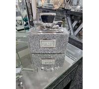 Biznest Crushed Diamond Sparkly Perfume Bottle Ornament Shelf Sitter MD Home Decor Best For Gift Luxury (Silver)