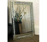 Biznest Crushed Jewel Wall Mirror Loose Diamante Home Decor Mirror Gift 40x60Cm