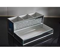 Biznest Crystal Glamour Beauty Box Makeup Brush Holder Organiser Crushed Diamond Jewel Mirror Beauty Box Makeup Brush Holder 25X20X10Cm