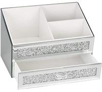 Biznest Crystal Glamour Beauty Box Makeup Brush Holder Organiser Crushed Diamond Jewel Mirror Beauty Box Makeup Brush Cup Container Storage Case Beauty Box 18X16X28Cm