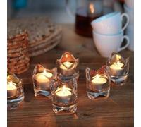 Biznest Crystal Romantic Tealight Holders Fashionable Glass Candle Banquet Decorations For Home Clear Set Of 6