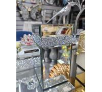 Biznest Crystal Silver Square Crushed Jewel Diamond Filled Glass Flower Pot Breeding Desktop Home Decor Floral Display 15X12 Cm