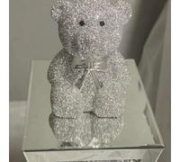 Biznest Crystal Sparkle Teddy Bear Collar Ornament Silver Full Crushed Diamonds Sparkle Bling Ornament (Large)