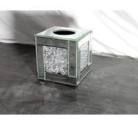 Biznest Cube Mirror Square Strip Border Tissue Box Cover Holder Napkin Holder Bathroom Organizer