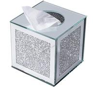 Biznest Cube Mirror Square Tissue Box Cover Holder Napkin Holder Bathroom Organizer