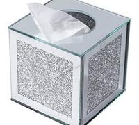 Biznest Cube Mirror Square Tissue Box Cover Holder Napkin Holder Bathroom Organizer