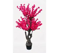 Biznest Dark Pink Artificial Cherry Blossom Tree Indoor Potted Base Realistic Faux Plant Indoor Home Decor Spring Flower 120Cm