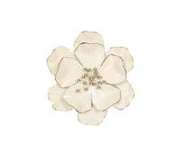 Biznest Decorative Metal Flower Wall Art, Cream with Pearl Beads, Modern Home Decor 40 x 40 cm
