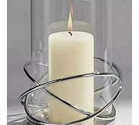 Biznest Decorative Silver Circular Lantern Hurricane Candle Holder Metal Frame For Pillar Candle Height : 16Cm.