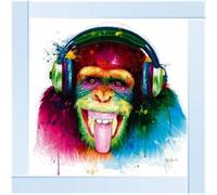 Biznest Dj Monkey Picture Liquid 3D Wall Decor Glitter Wall Art Mirrored Frame Home Decoration Bedroom Living Room 55X55Cm Md 016