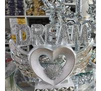 Biznest Dream Angel Heart With Wings Shelf Sitter Silver Sparkle Bling Ornament Crushed Diamond Gift.