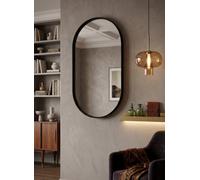 Biznest Elegant Black Oval Shape Wall Mounted Mirror Deep Aluminium Frame Hallway Furniture Decor Large Glass Display 70X50X3.5Cm