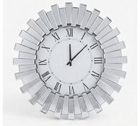 Biznest Elegant Silver Round Zip Style Mirrored Finish Wall Mounted Clock Roman Numerals Large Display Home Decor Black Hands 50Cm