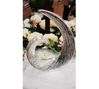 Biznest Elegant Titanium Silver Brushed Swirl Sculpture Contemporary Ornament Living Room Modern Decor Outdoor Garden 25X9X33.5Cm