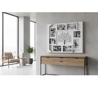 Biznest Embossed Family Tree Design Photo Frame Collage 8 Openings Wall Mount 4x6 '' Metal Hooks Stable Hanging Multi Aperture Aesthetic Picture Display 60 X 46 X 2.5 Cm (White And Black)