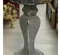 Biznest End Table Style Large 40X60Cm Crushed Diamond Crystal Sparkly Silver Mirrored Side Table