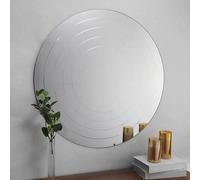 Biznest Etched All Glass Round Mirror Hd Wall Mirror For Vanity Bathroom Or Bedroom 80Cm