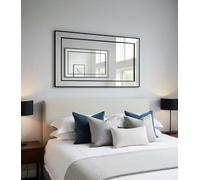 Biznest Extra Large Black Beaded Bevelled Mirror 90Cmx60Cm Lounge Hallway Bedroom Mirror