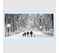 Biznest Family Walk Picture Liquid 3D Wall Decor Glitter Wall Art Mirrored Frame Home Deco 85X45Cm B-Fg029