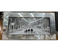 Biznest FAMILY WALK Picture Liquid 3D Wall Decor Glitter Wall Art Mirrored Frame Home Decoration Bedroom Living Room 85x45cm B-FG029