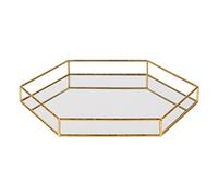 Biznest Felicia Metal Mirrored Hexagon Decorative Tray With Handles A Tray Cosmetic Organisers And Serving Tray