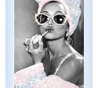 Biznest Fg940 Audrey Hepburn Glamorous 3D Wall Decor Glitter Wall Art Mirrored Frame Home Decoration Bedroom Living Room 55X55Cm