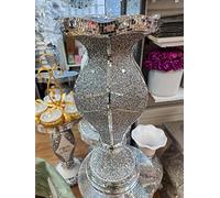 Biznest Floor Vase 1 Large 40X60Cm Crushed Diamond Crystal Sparkly Silver Mirrored Floor Vase