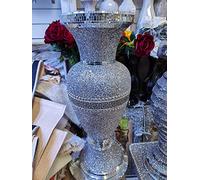 Biznest Floor Vase 3 Large 40X60Cm Crushed Diamond Crystal Sparkly Silver Mirrored Floor Vase Border