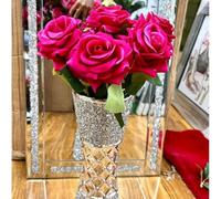 Biznest Flower Bouquet 12Pc Rose Container Artificial Forever Flowers Rose Flower Bouquet Decoration (Hot Pink)