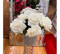 Biznest Flower Bouquet 12Pc Rose Container Artificial Forever Flowers Rose Flower Bouquet Decoration (White)