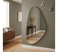 Biznest Frameless Asymmetric Decor Mirror Irregular Shape Beveled Wall Mirror Modern Tear Drop 50x70cm Pebble Silver Living Room Bedroom Bathroom